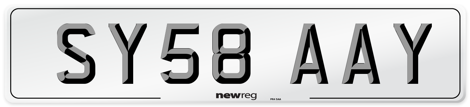 SY58 AAY Number Plate from New Reg